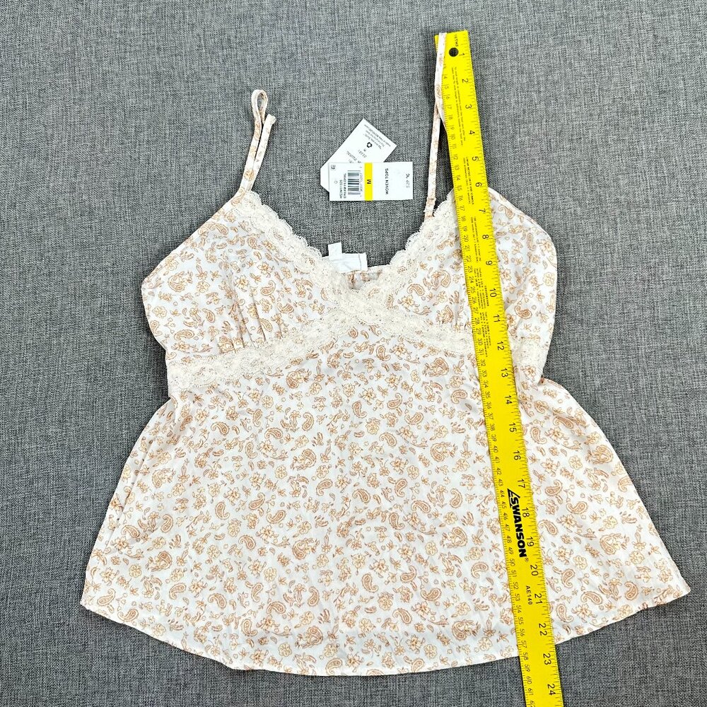 NEW! Hippie Rose‎ Satin Camisole Tank Top Lace Trim Cream Floral Medium - Picture 7 of 12